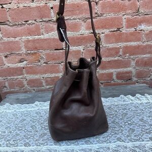 Coach Brown Leather Shoulder Bag with Bucket Design